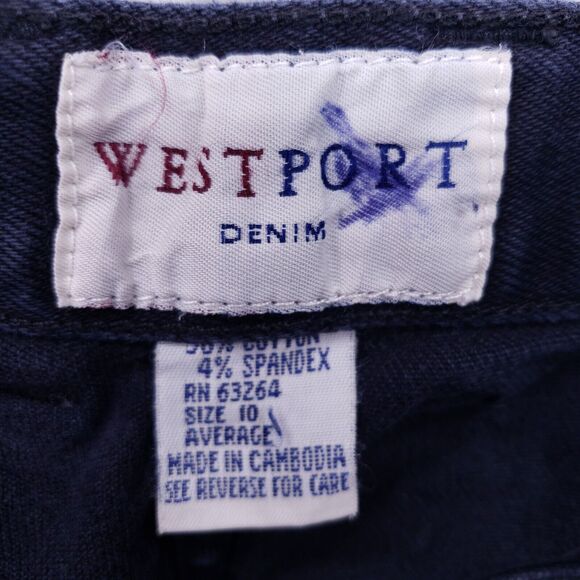 West Port Jeans Denim Cotton Women SZ 10 Black Straight Stretch VTG Mid Rise 90s - Picture 9 of 10